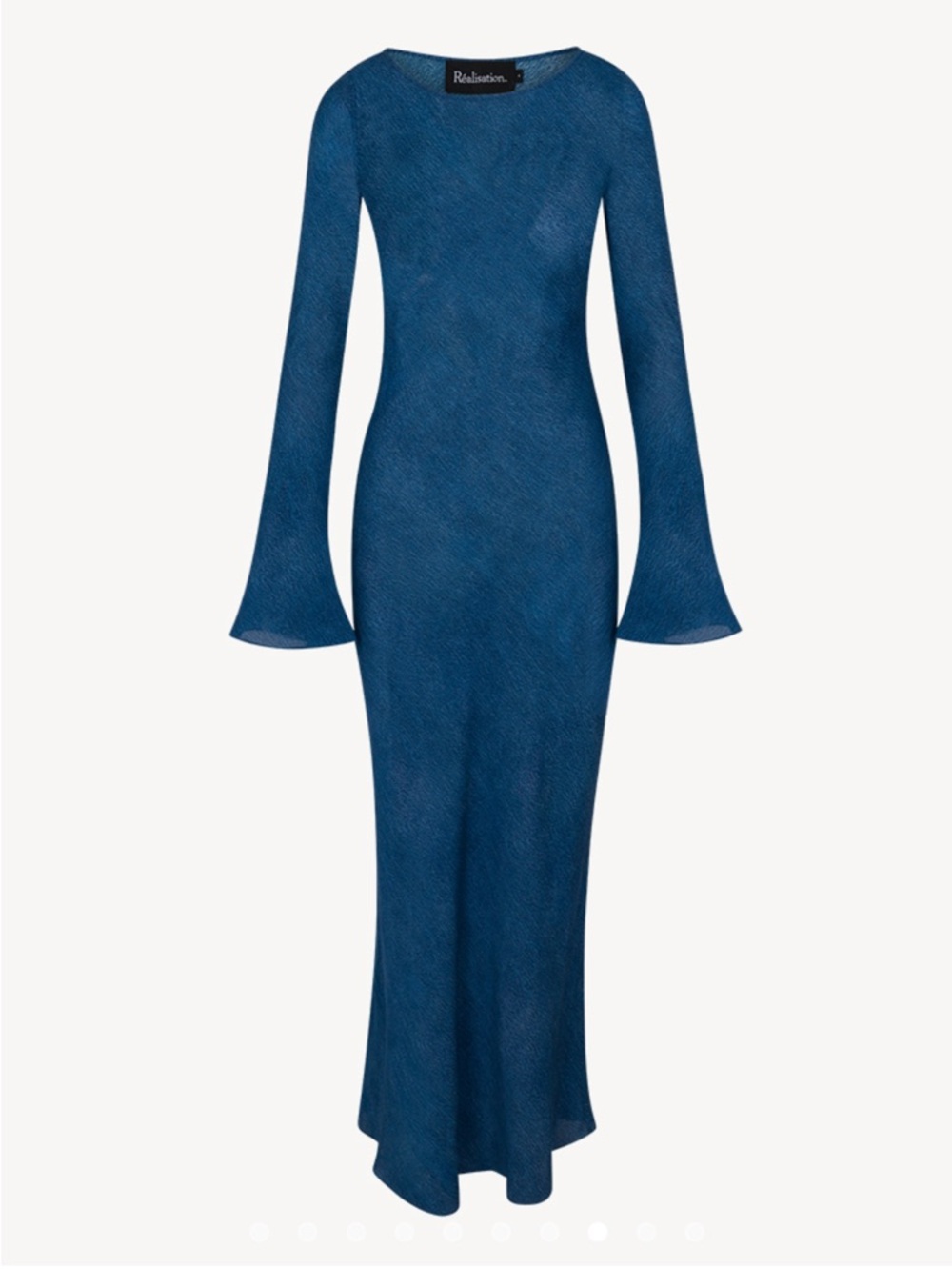 Realisation Par Teal Satin Long Sleeve Maxi Dress